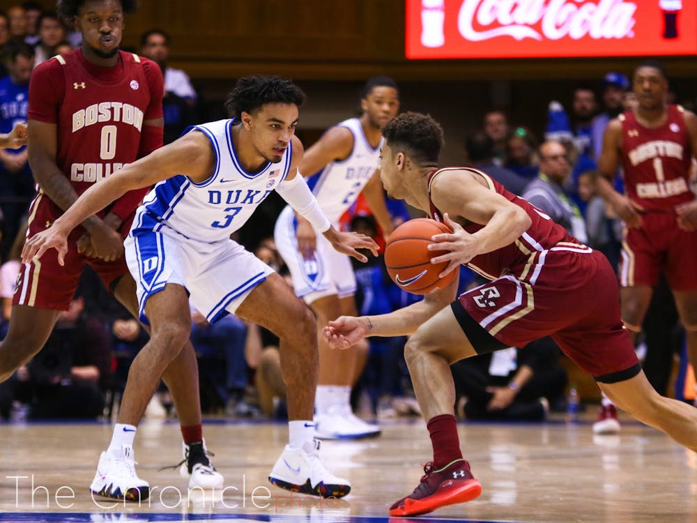 <p>Tre Jones came back from injury against the Eagles, and distributed the ball well with 10 assists.</p>