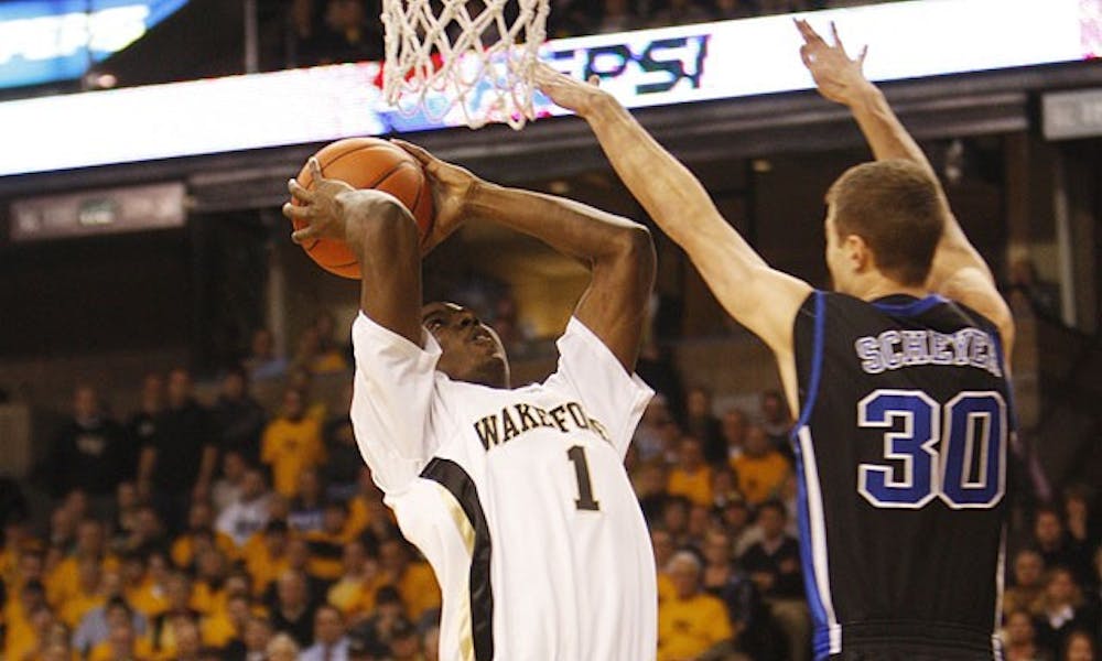 lawson kurtz/Chronicle file photo
Demon Deacon forward Al-Farouq Aminu’s touch around the basket could give Duke’s post players trouble.
