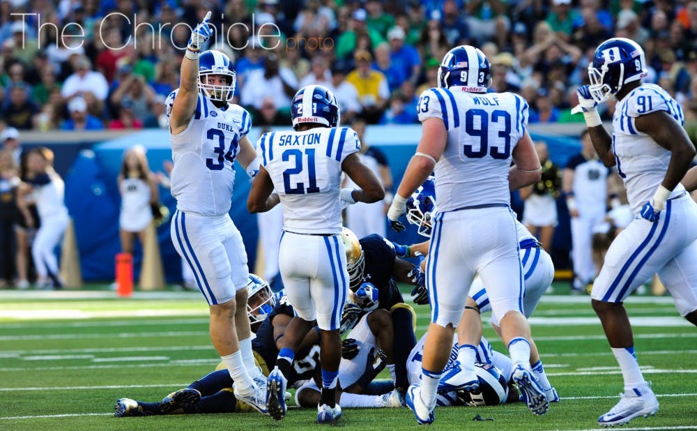 <p>Duke won the turnover battle for the first time all season against Notre Dame, finishing with three takeaways.</p>