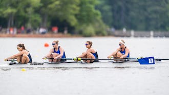 Duke earned top-three finishes in five races on the first day of the ACC Championships at Lake Wheeler in Raleigh.