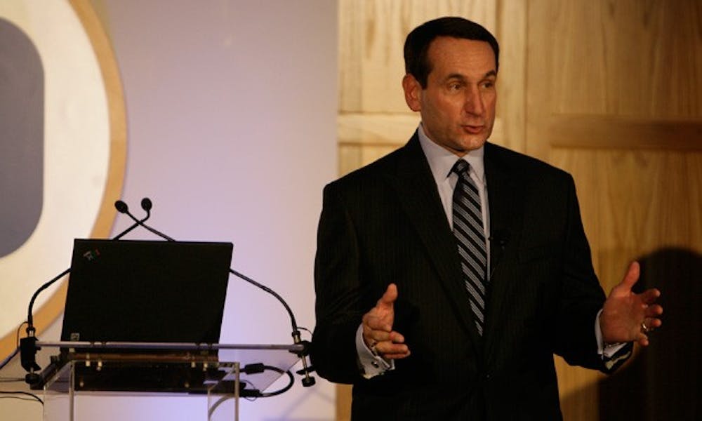 Men’s basketball head coach Mike Krzyzewski spoke in front of more than 200 of the world’s most prominent leaders at the ninth annual Fuqua/Coach K Leadership Conference Oct. 25-27.