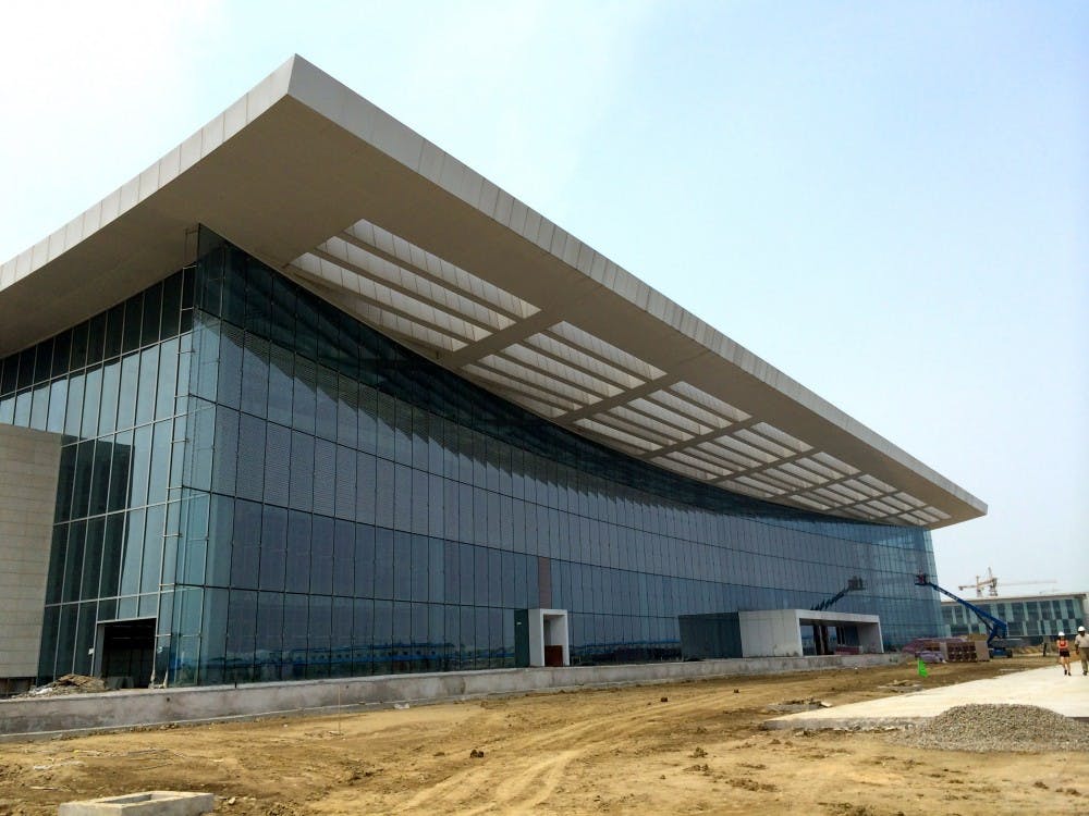 When Duke Kunshan University opens in August 2014, just one of its six buildings will be accessible. Its main academic building (pictured) is slated to be completed in October.