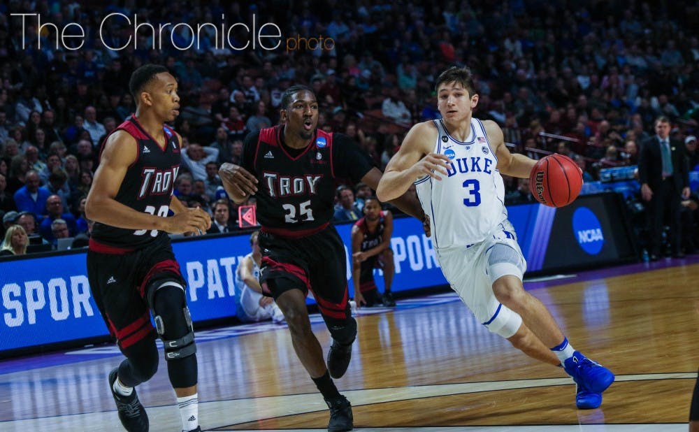 Grayson Allen made his first four 3-pointers Friday, including a key triple at the end of the first half to put Duke up by 14 going into the locker room.&nbsp;