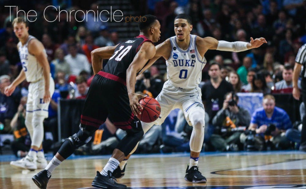 Jayson Tatum shot just 5-of-13 but patrolled the paint effectively, finishing with 18 points, 12 rebounds, four blocks and four steals.&nbsp;