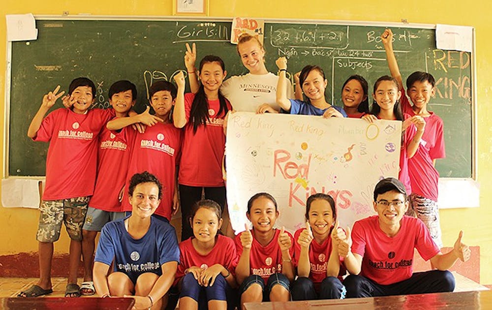 Coach for College teachers combine sports and education to create a fun classroom setting for Vietnamese children.