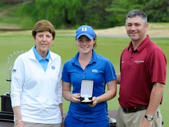 Duke's Leona Maguire is awarded first place at the 2015 ACC Women's Golf Championship in Greensboro, N.C., April. 18, 2015. (Photo by Sara D. Davis, theACC.com)