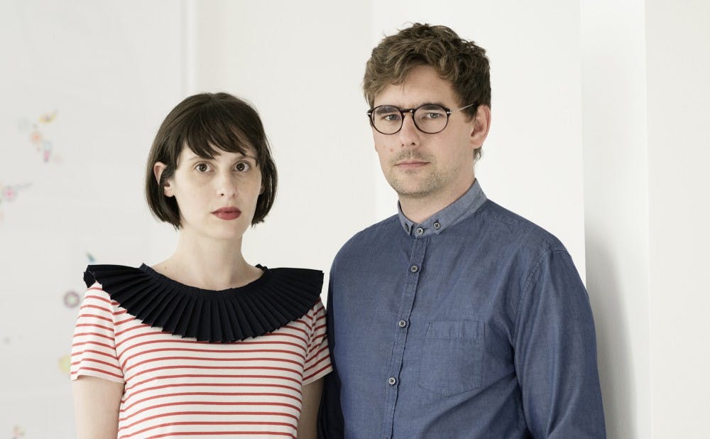Vienna-based artists Markus Hanakam and Roswitha Schuller, pictured here in 2018, visited campus last week to collaborate with the Building Duke Bass Connections project. 