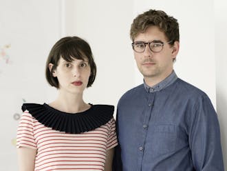 Vienna-based artists Markus Hanakam and Roswitha Schuller, pictured here in 2018, visited campus last week to collaborate with the Building Duke Bass Connections project. 