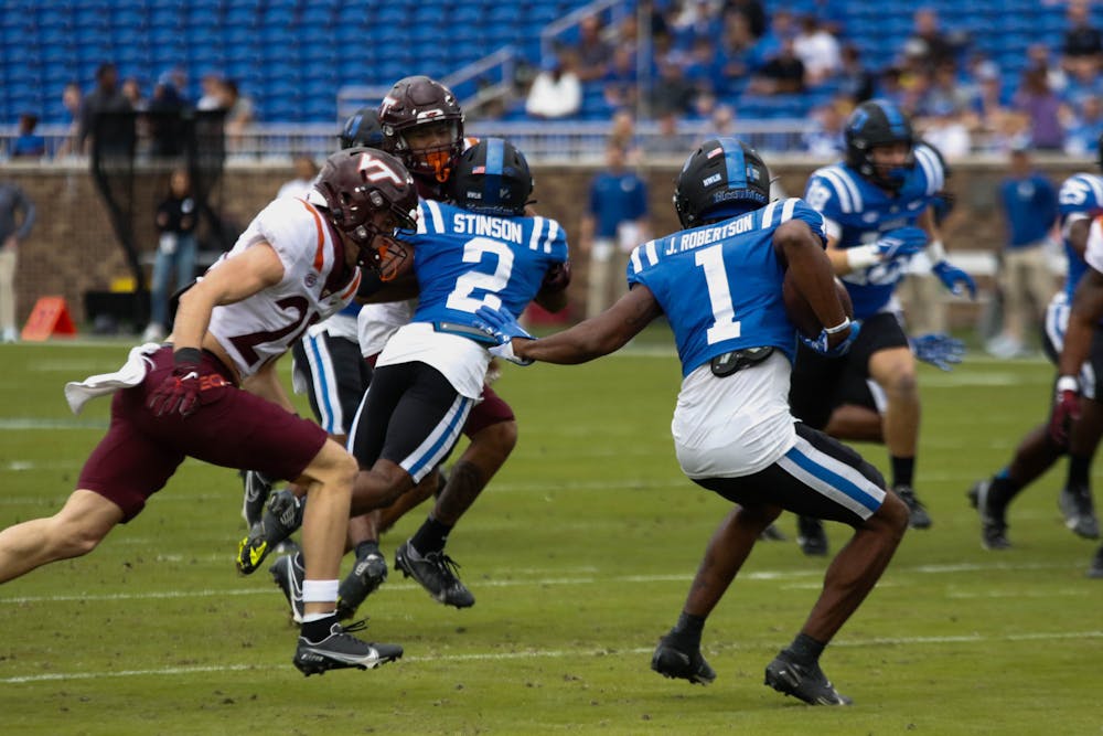 Jontavis Robertson scored the first touchdown of his career Saturday in Duke's 24-7 win against Virginia Tech.