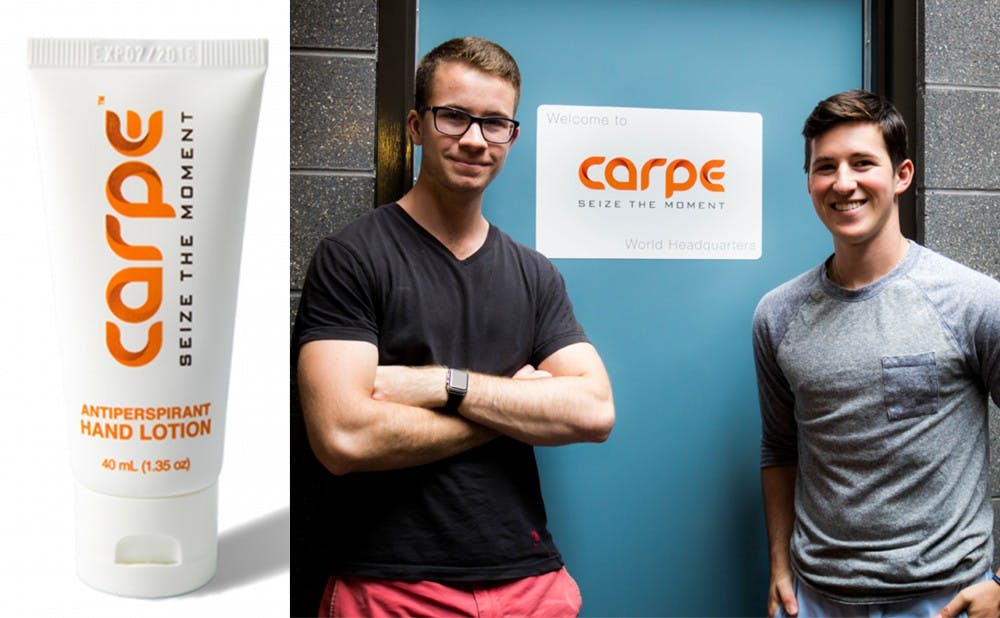 <p>Duke junior Kasper Kubica and UNC junior David Spratte have made more than $20,000 in two months through their startup selling antiperspirant hand lotion. </p>