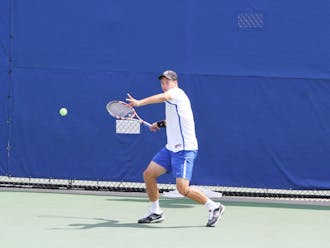 Jason Tahir notched victories in both singles and doubles action to help Duke top Winthrop 4-0 and advance to the next round of the NCAA Team Championship.