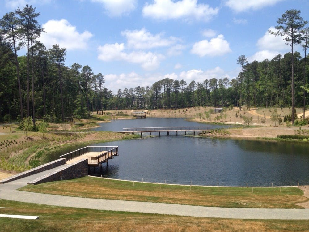 Duke's storm water reusage reclamation pond opened May 8 and also features a walking path and amphitheater.