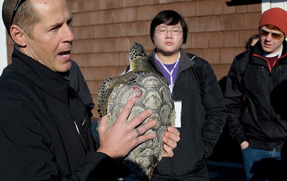 Students venture off the coast with professional seaman to learn about ocean conservation as part of this year’s Winter Forum at the Duke Marine Lab.