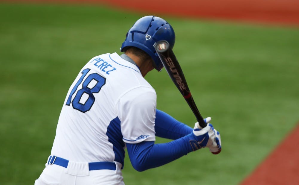 Sophomore designated hitter Cris Perez had a pair of hits in Sunday's loss to Virginia.