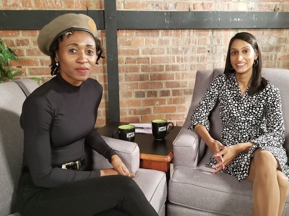 <p>Ainehi Edoro-Glines (left) has continued to write and inspire since earning her Ph.D. in English literature at Duke.</p>