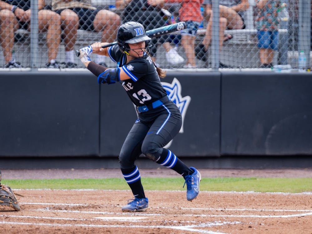 <p>Senior Francesca Frelick bats against South Carolina.</p>