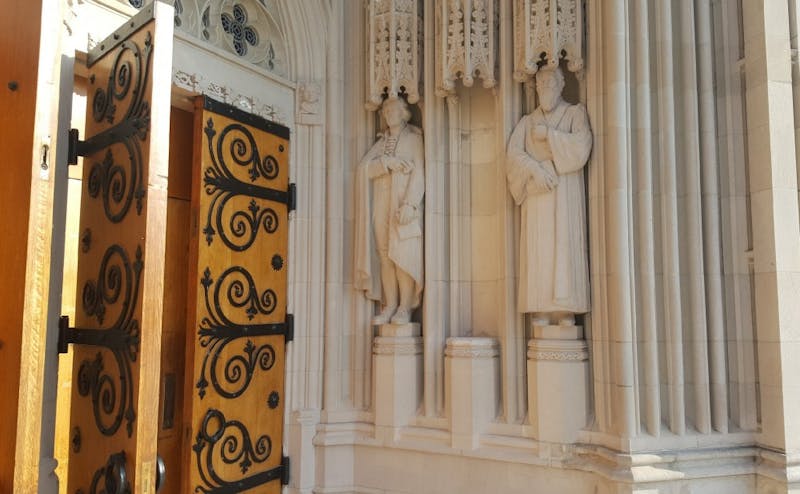 President Vincent Price announced the Chapel's statue of Robert E. Lee had been removed Saturday.