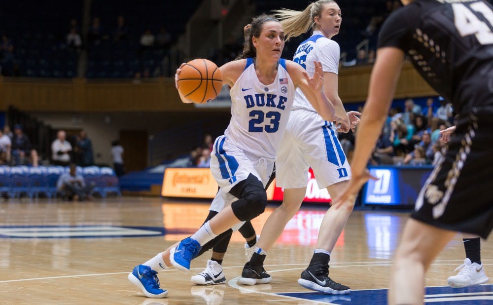 <p>Graduate student Rebecca Greenwell led the Blue Devils sluggish offense to victory Wednesday.</p>