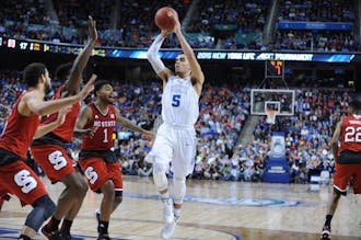 Freshman Tyus Jones will look to send Duke to the ACC tournament final when the Blue Devils meet the Fighting Irish for the third time this season.