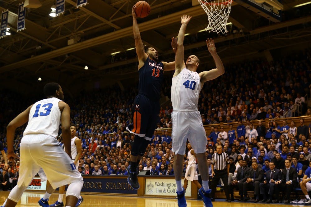 Anthony Gill scored 12 points for the Cavaliers, who failed to pick up their first win since 1995 in Cameron Indoor Stadium.