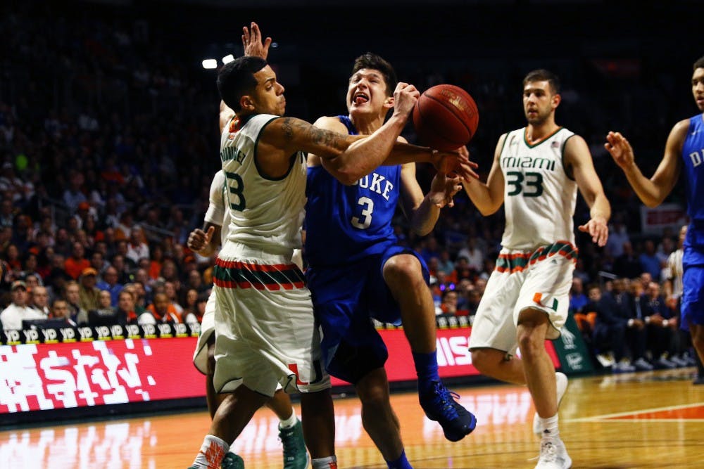 Sophomore Grayson Allen scored 11 of his 17 points in the second half as the Blue Devils tried to mount a comeback.