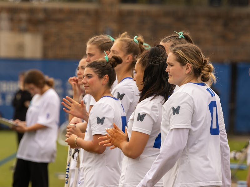At this season's Morgan's Message game, merged with Alumni Day, Duke's jerseys boasted the butterfly logo on the sleeve and the team wore ribbons in their hair. 