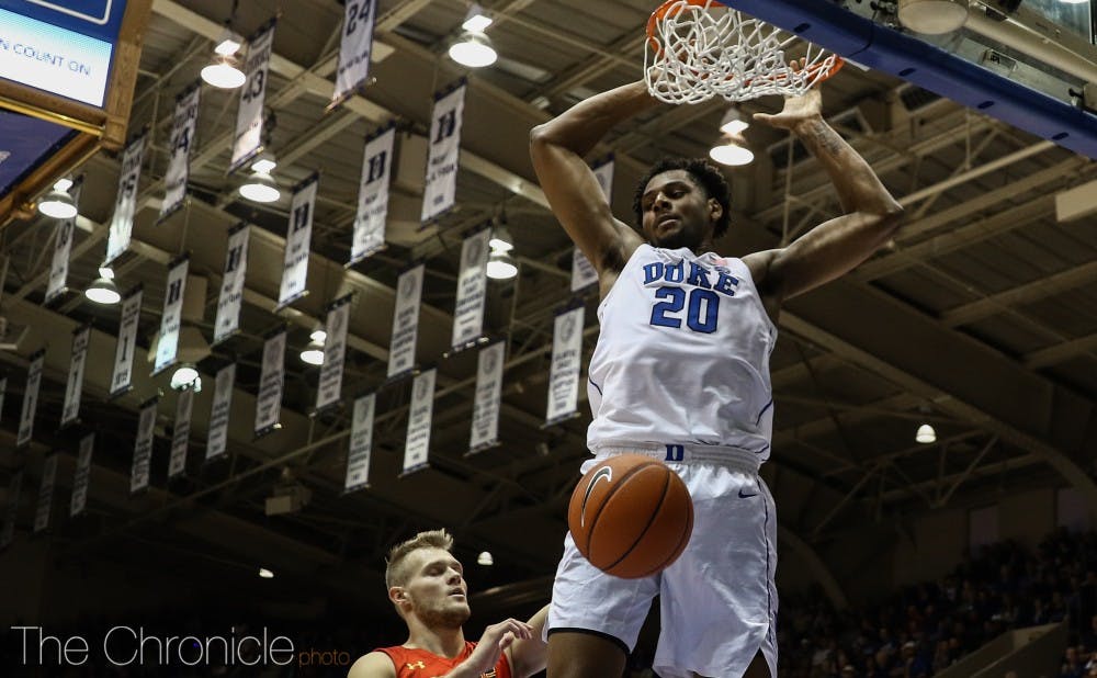 <p>Marques Bolden has been a key contributor for Duke in his junior campaign.</p>