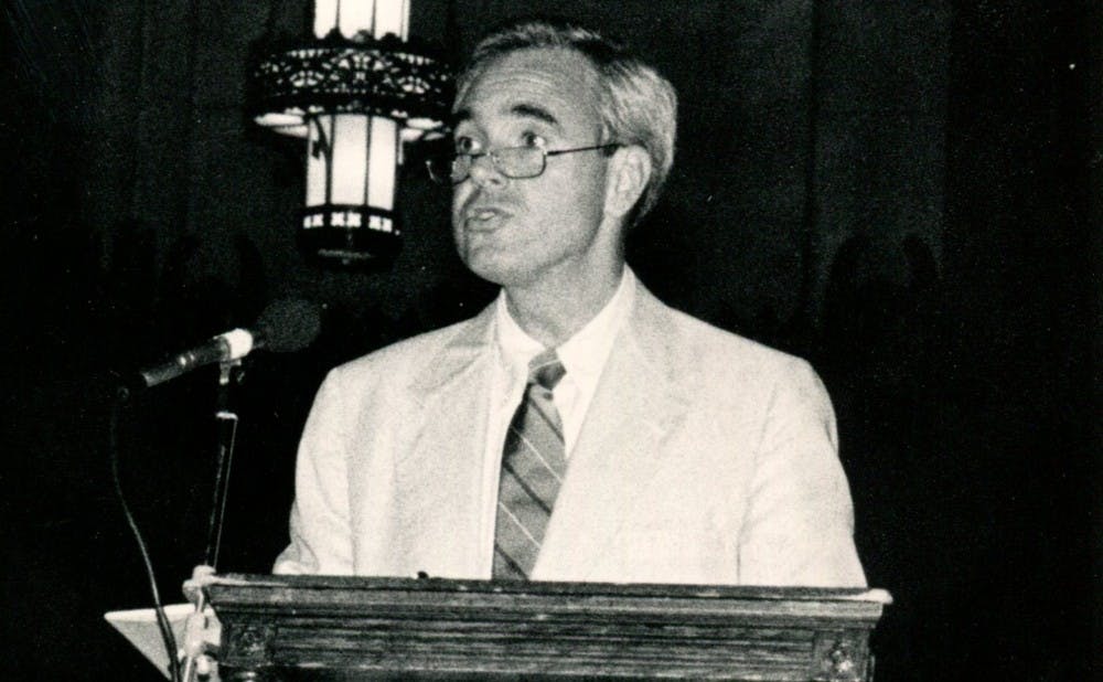 <p>During Keith Brodie's memorial service, President Brodhead said that Brodie increased diversity on campus,&nbsp;better integrated the hospital and University communities and helped bring&nbsp;athletics to Duke.</p>
