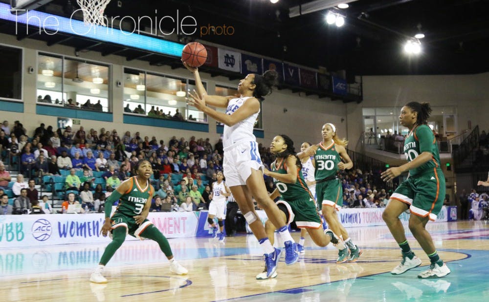 Lexie Brown has led the Blue Devils to the ACC championship game with 42 combined points in Duke's two wins.&nbsp;