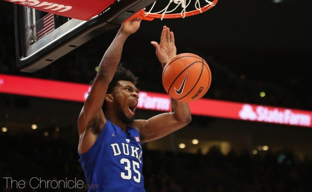 Marvin Bagley III matched Duke's freshman scoring record with 34 points Friday.