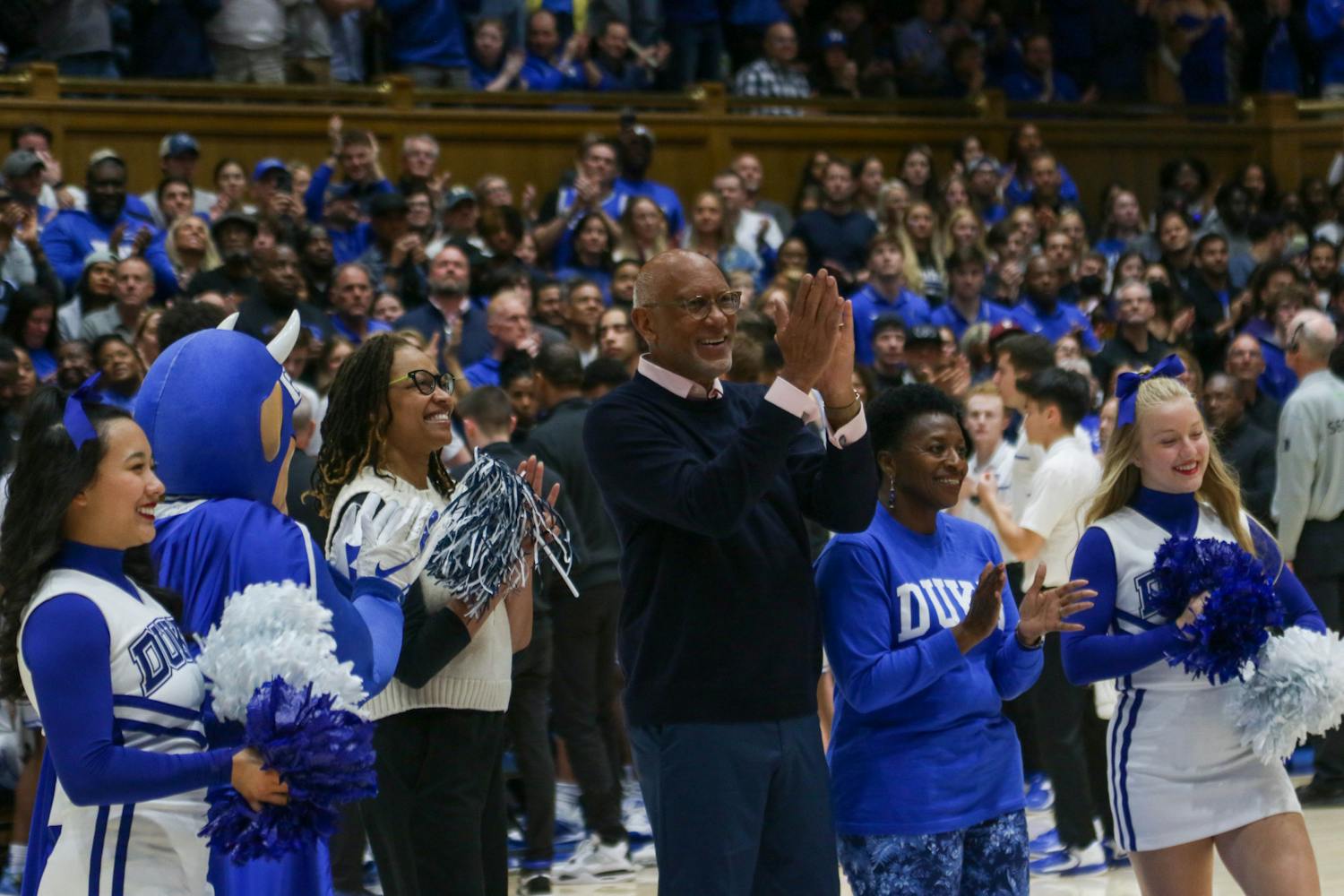 A pair of Duke legends returned to Cameron Indoor Stadium for Monday's game: C.B. Claiborne, the program's first African-American player, and Nolan Smith, a former Blue Devil captain and assistant coach.