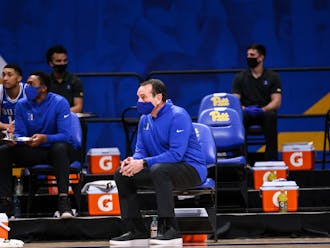 Coach K watches on during Duke's loss at Pittsburgh Tuesday, the team's second loss in a row.