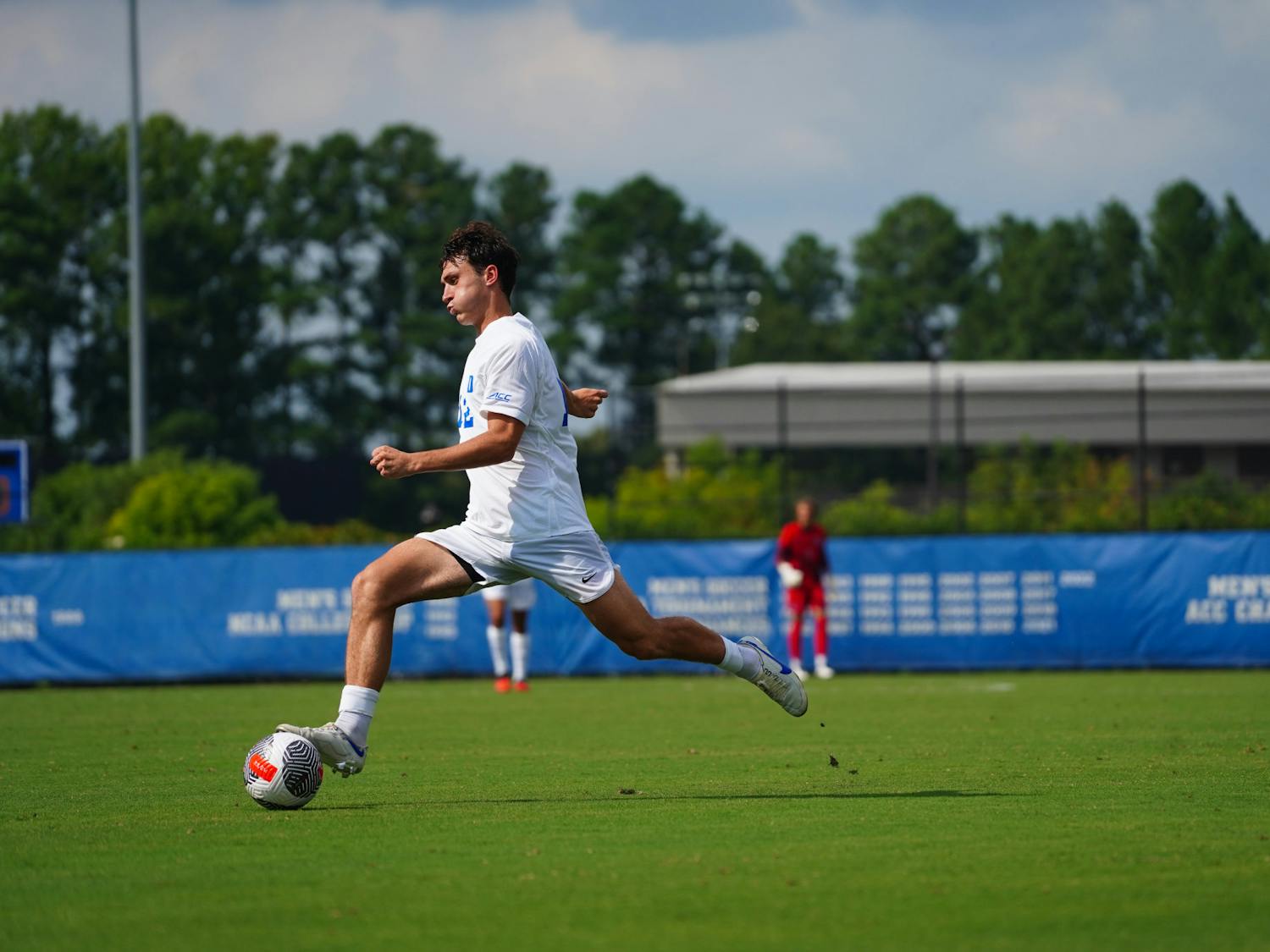Junior midfielder Ruben Mesalles takes control of the ball during Duke's home defeat of Furman.