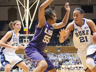 Senior Bridgette Mitchell’s quality shooting kept Duke level with Louisiana State for much of the second half, and late scoring by fellow seniors Joy Cheek and Keturah Jackson sent the Blue Devils to a win over the Tigers.