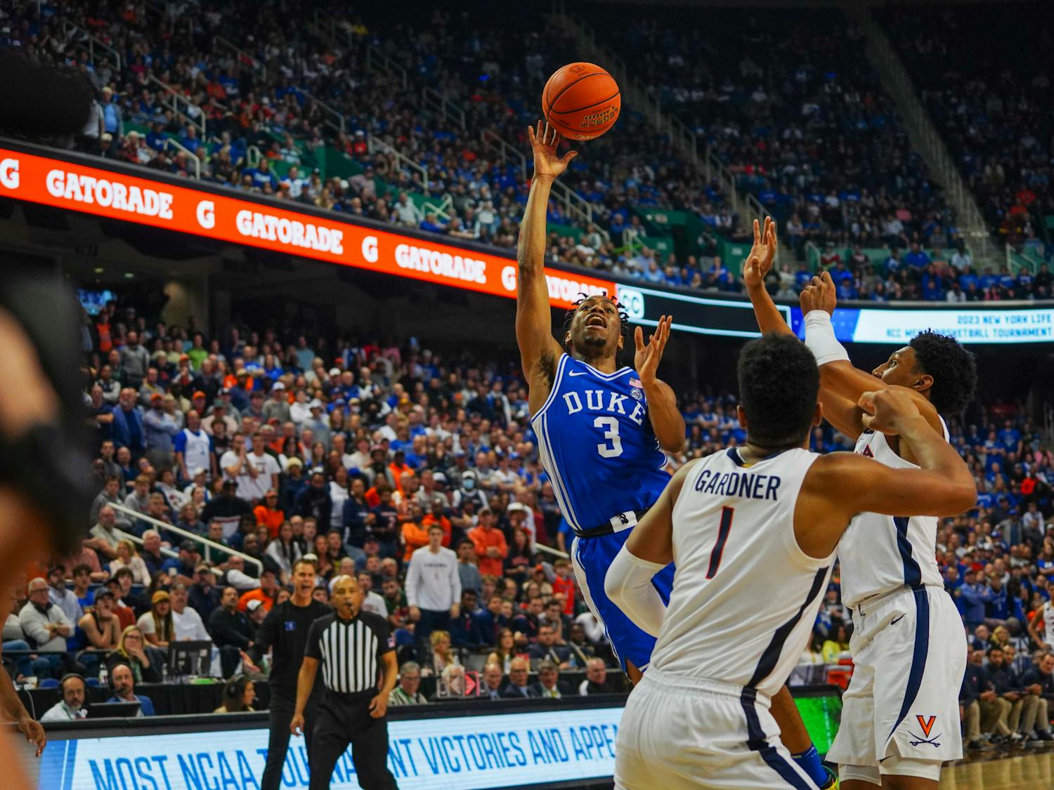 Jeremy Roach puts the ball up in ACC tournament title game.&nbsp;