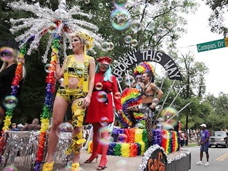 Fourteen floats coasted along a route bordering East Campus during the N.C. Pride Parade Saturday afternoon.