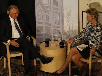 Cokie Roberts, news analyst for ABC news and NPR, led the question-and-answer session featuring Richard Fisher, chief executive officer of the Federal Reserve Bank of Dallas.