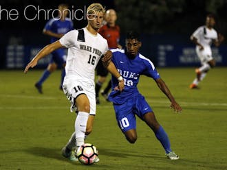 Freshman Suniel Veerakone fired a free kick into the back of the net Friday to give Duke its first ACC win of the season.