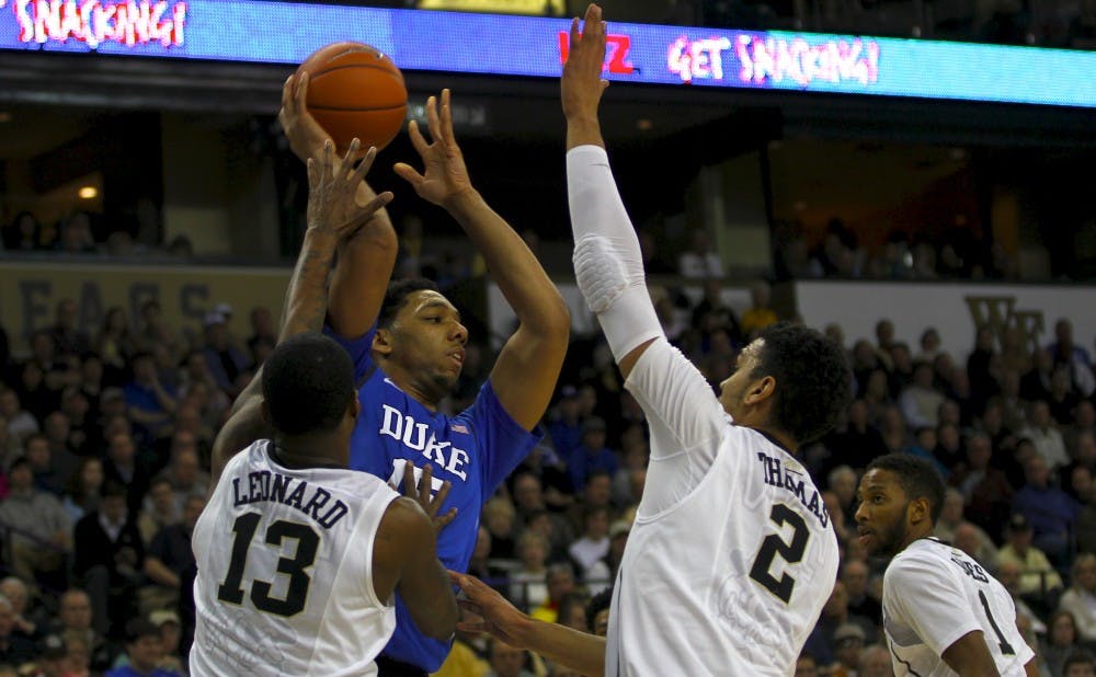 Freshman Jahlil Okafor took just two shots in the first half against Wake Forest's successful double-teams.