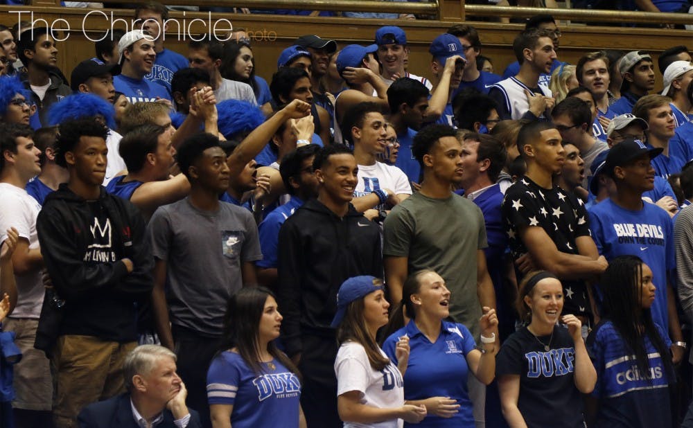 <p>A slew of recruits—including Class of 2018 point guard Tre Jones, Class of 2017 shooting guard Gary Trent Jr. and Duke commit Jayson Tatum—were on hand for Countdown to Craziness Saturday.</p>