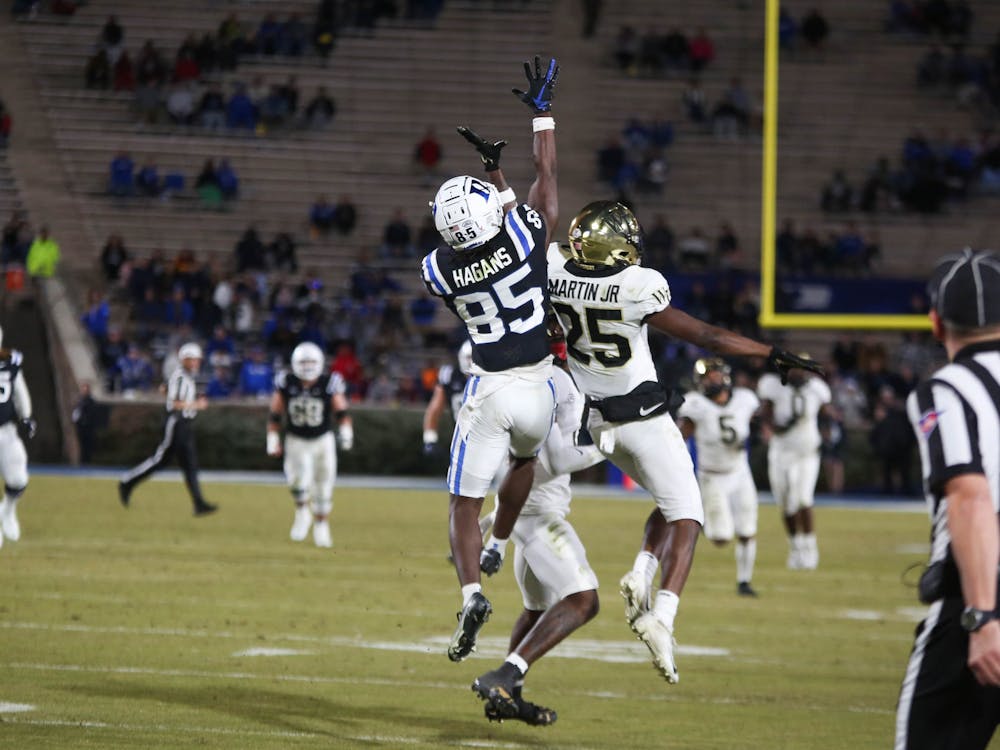 Wide receiver Sahmir Hagans hauled in the Blue Devils' first touchdown in a crucial moment.