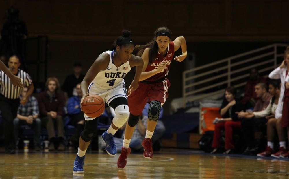 Freshman Sierra Calhoun had 19 points to lead the Blue Devils in a rout of UMass-Lowell Friday night.