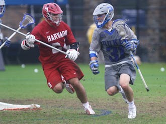 Senior Jordan Wolf and sophomore Deemer Class led the Blue Devil attack against the Fighting Irish with a combined nine goals and three assists.