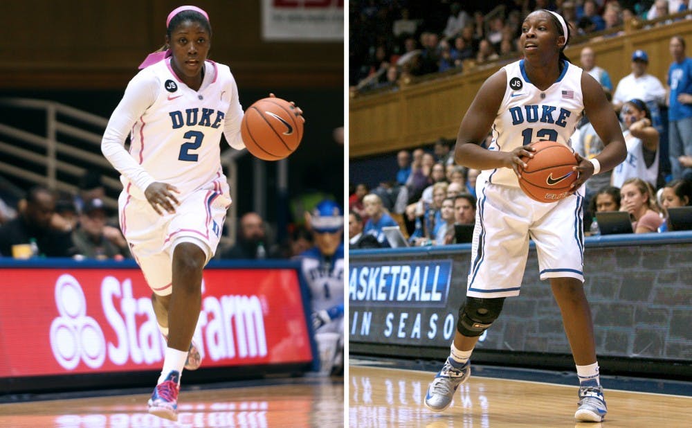 The loss of point guards Alexis Jones (left) and Chelsea Gray (right) has not swayed the Blue Devils' confidence heading into this year's NCAA tournament.