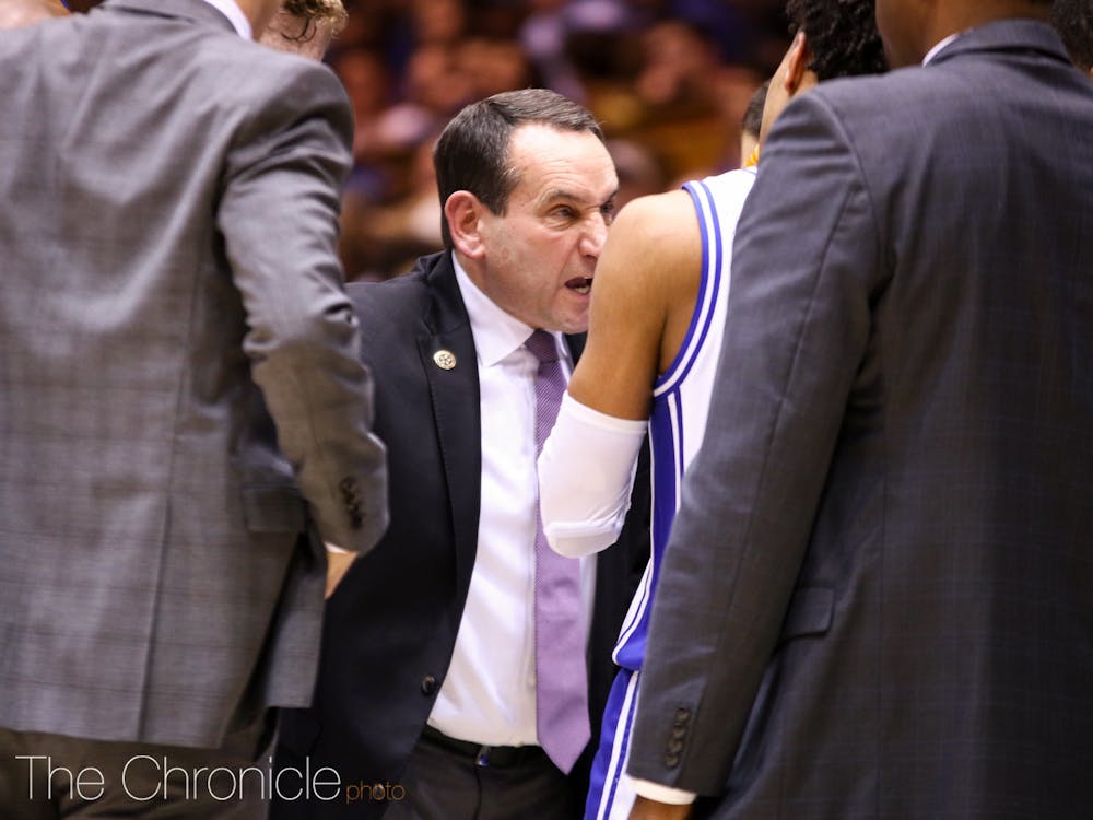 <p>Mike Krzyzewski had a lot to be angry about during Duke's disappointing loss at home against Stephen F. Austin.</p>