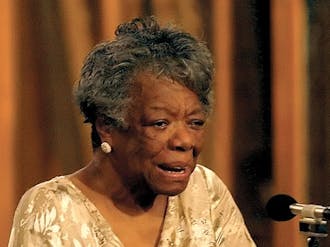 Poet Maya Angelou speaks to freshmen in the Duke Chapel Sunday, an annual event during the University’s orientation week.