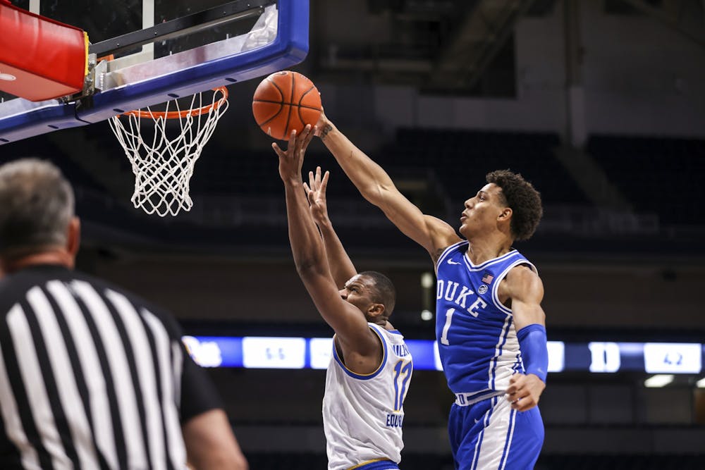 Johnson made a number of critical blocks to keep Duke in the contest against Pittsburgh. 