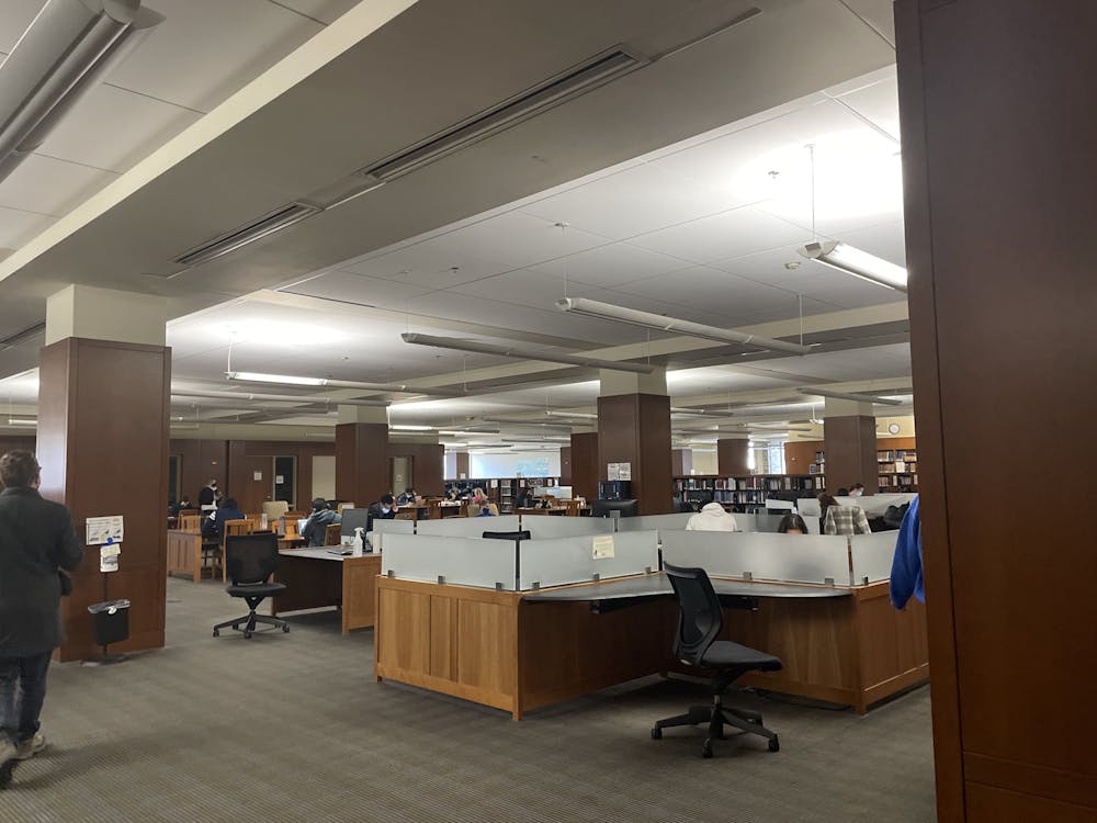 Emergency lights were used to power several buildings, including Perkins Library and the Bryan Center, due to power outages.