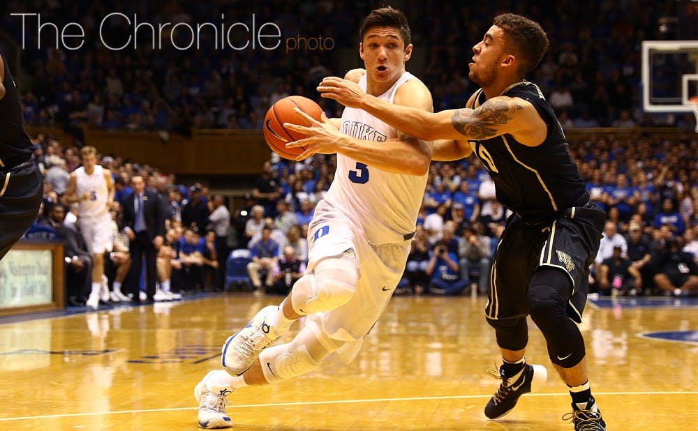 <p>Sophomore Grayson Allen lived at the free-throw line Tuesday, converting on 14 of his 19 attempts from the charity stripe on his way to 30 points.</p>