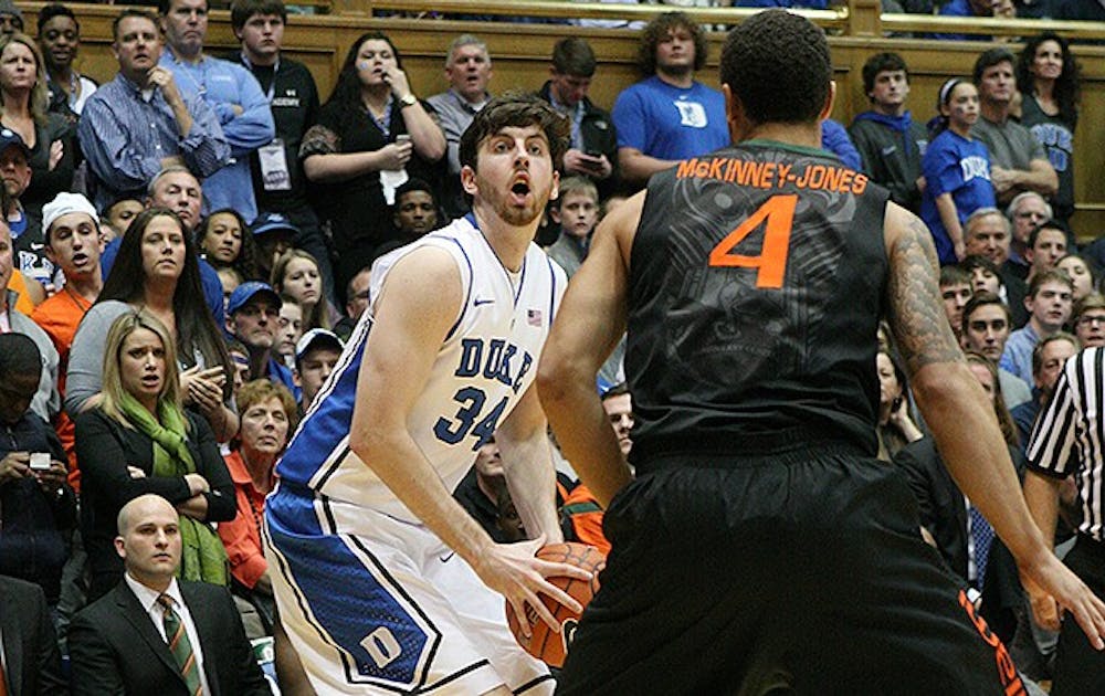 Ryan Kelly scored a career-high 36 points in his return to the court to lead Duke to victory over Miami.